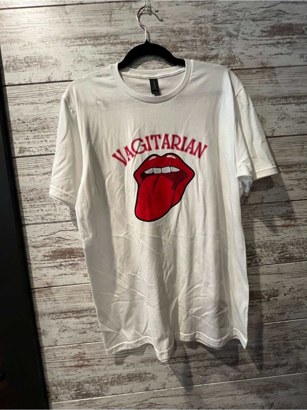 Gildan White Tee with Bold Red Tongue Graphic